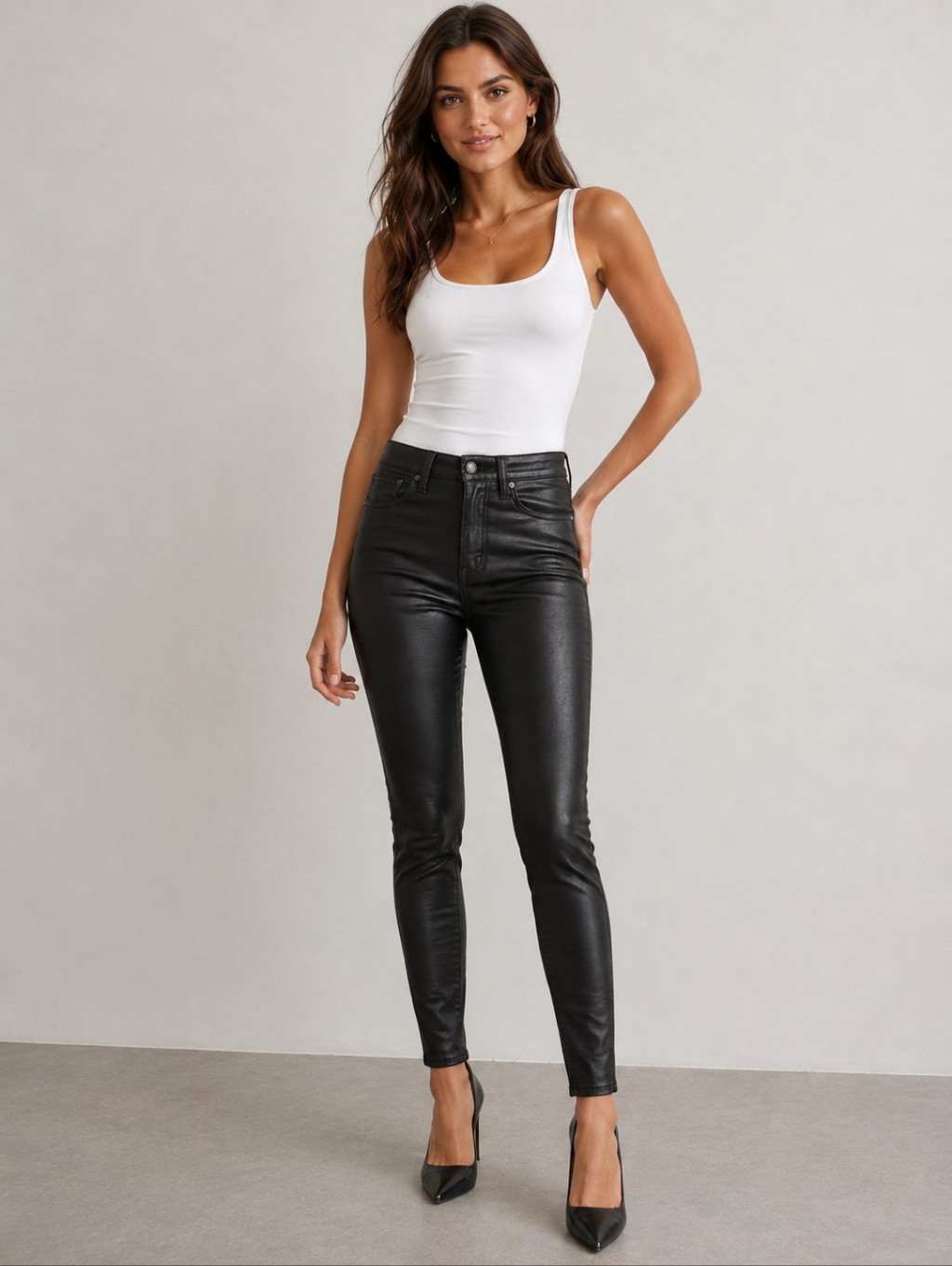 Abercrombie & Fitch Curve Love High Rise Coated Super Skinny Ankle Jeans
